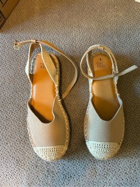 Time and Tru Tan Espadrille Ankle-Strap Flats